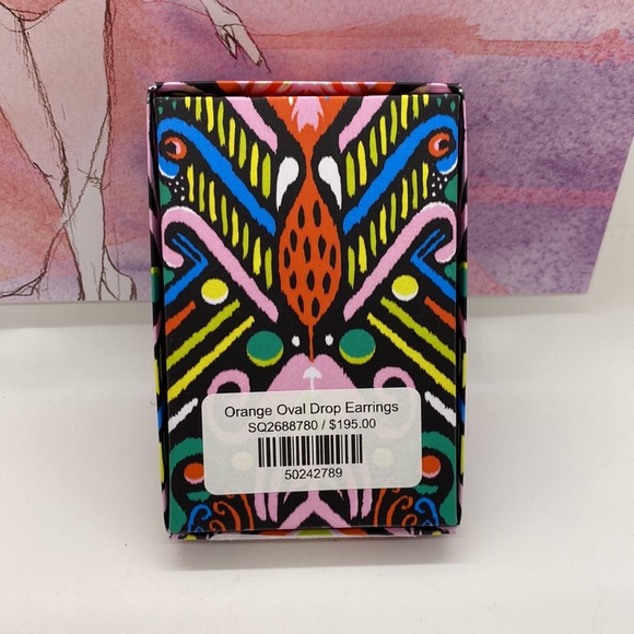 Sheridan French Orange Oval Drop Earrings New - Picture 4 of 5